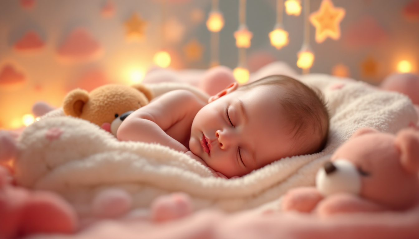 a sleeping 6 week old baby in a relaxed and serence environment sleeping peacefully