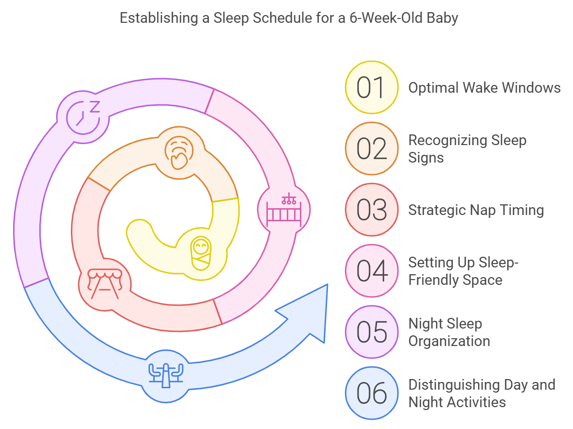steps to establishing a sleep schedule for a 6 weeks old baby